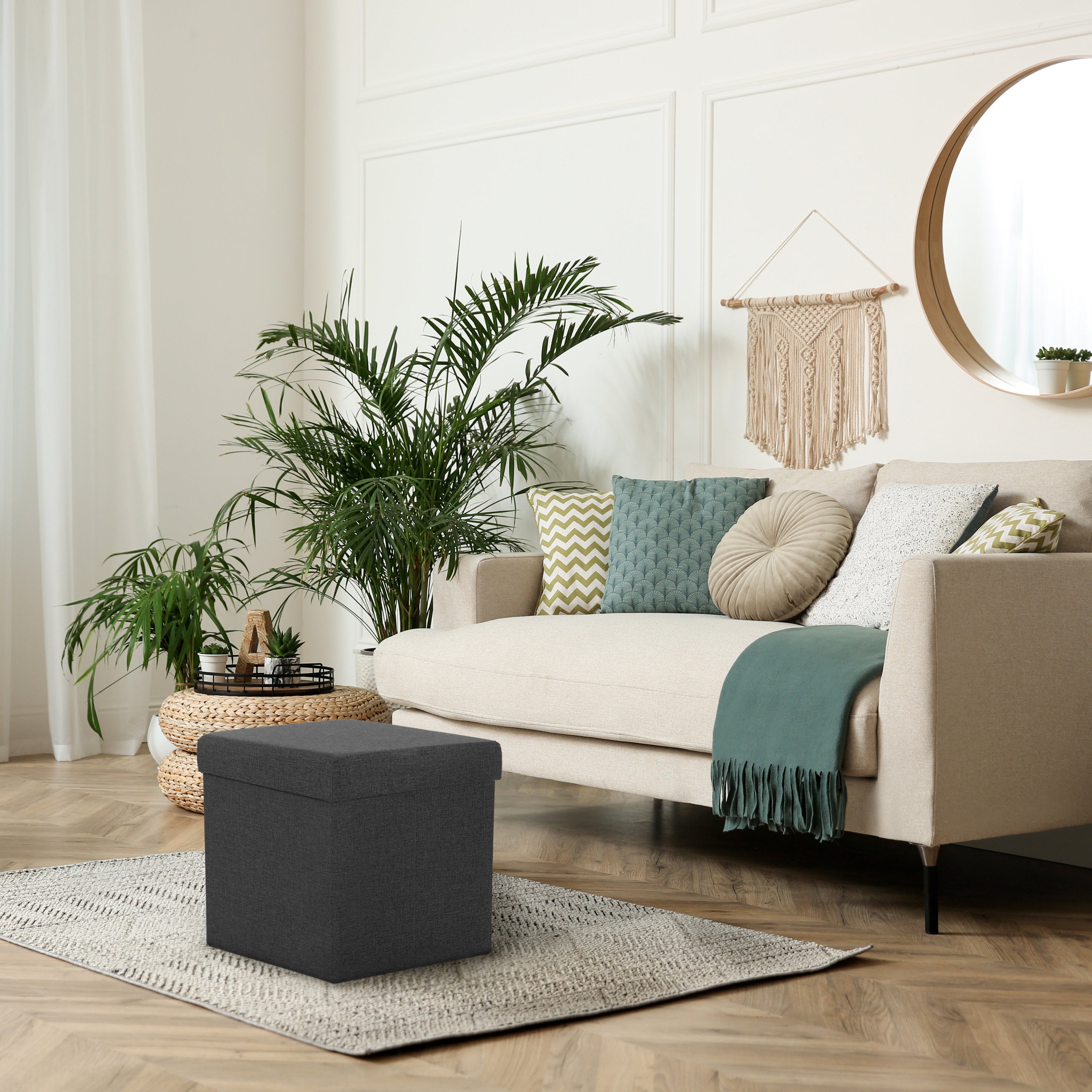 Seville Classics pouf contenitore grigio 40 cm portata 225 kg