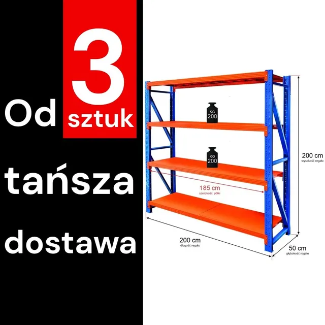 Mega-M Fortis Light scaffale magazzino 200x200x50 cm 4 ripiani
