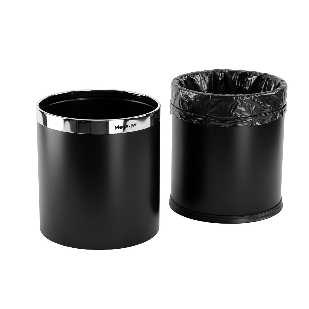 Mega-M Cestino Rifiuti Metallo Nero 10 L Aperto