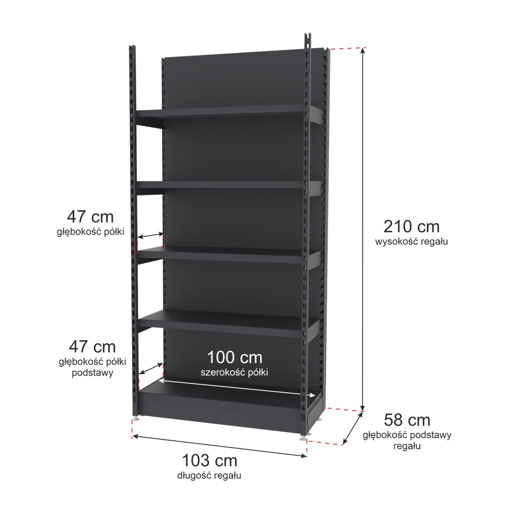 Mega-M Merkury II Scaffale Negozio H210 L103 Grafite