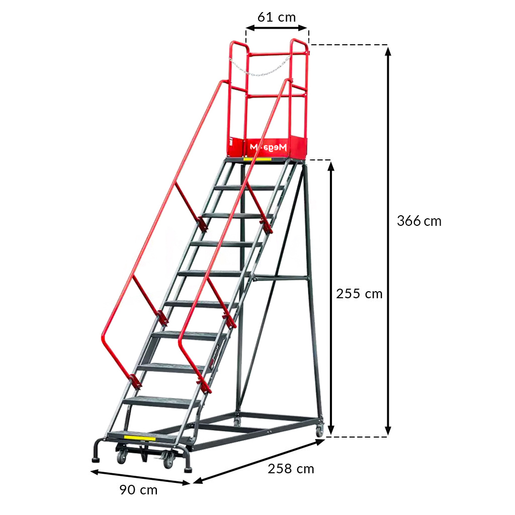 Mega-M Scala Magazzino Mobile 10 Gradini H 255 cm