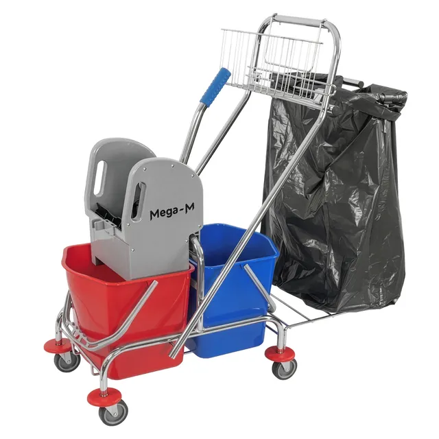 Mega-M carrello pulizie 2x17 L con strizzatore e cesto