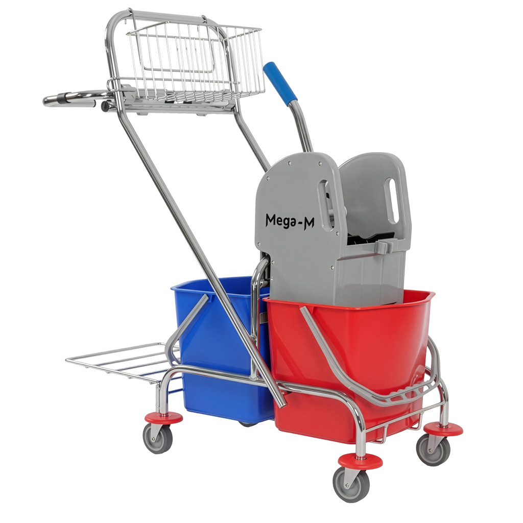 Mega-M carrello pulizie 2x17 L con strizzatore e cesto