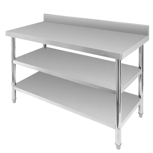 Mega-M X Standard tavolo inox a muro 120x60x85 cm 2 ripiani