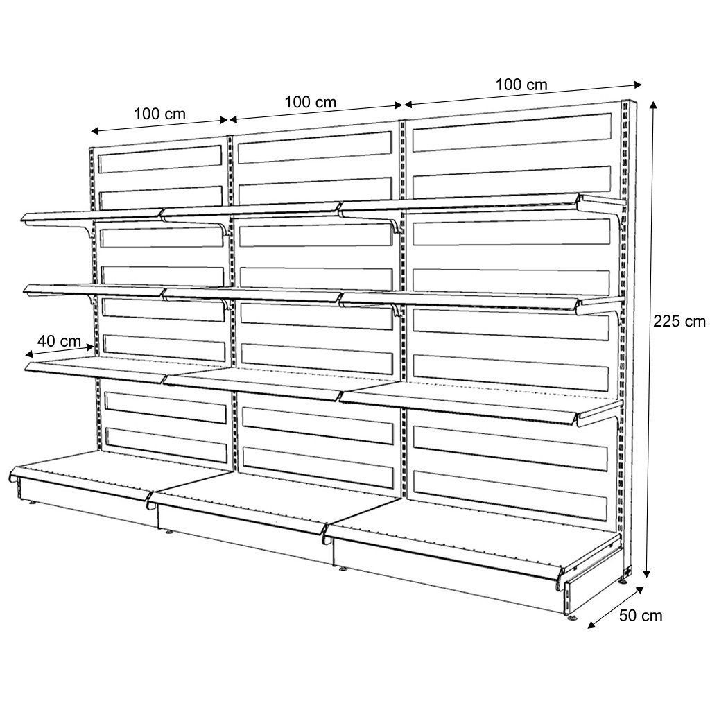 Mega-M Basic H-225 L-303 scaffale negozio a parete antracite