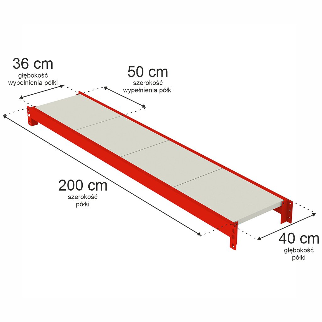 Mega-M Fortis 200x40 cm ripiano scaffale 350 kg