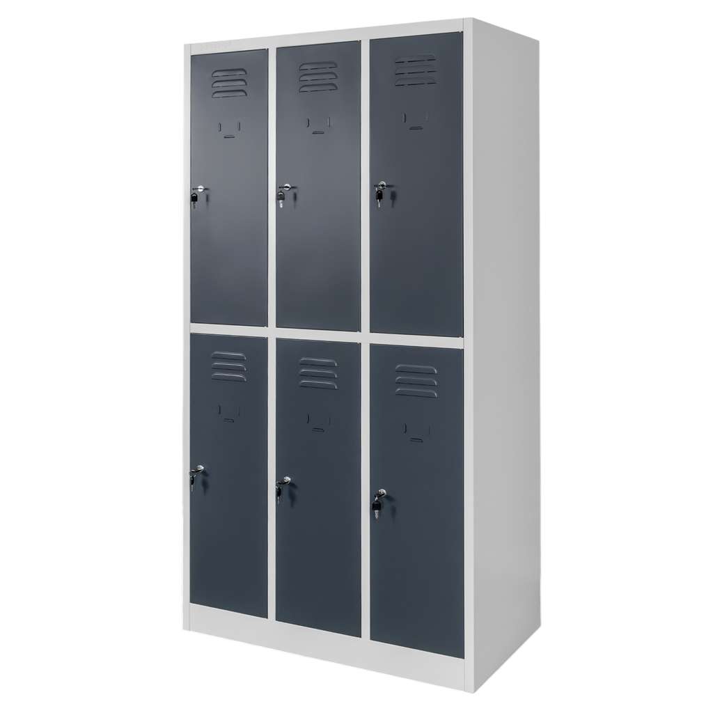 Mega-M BHP 6 scomparti 90x50x180 armadietto spogliatoio grigio