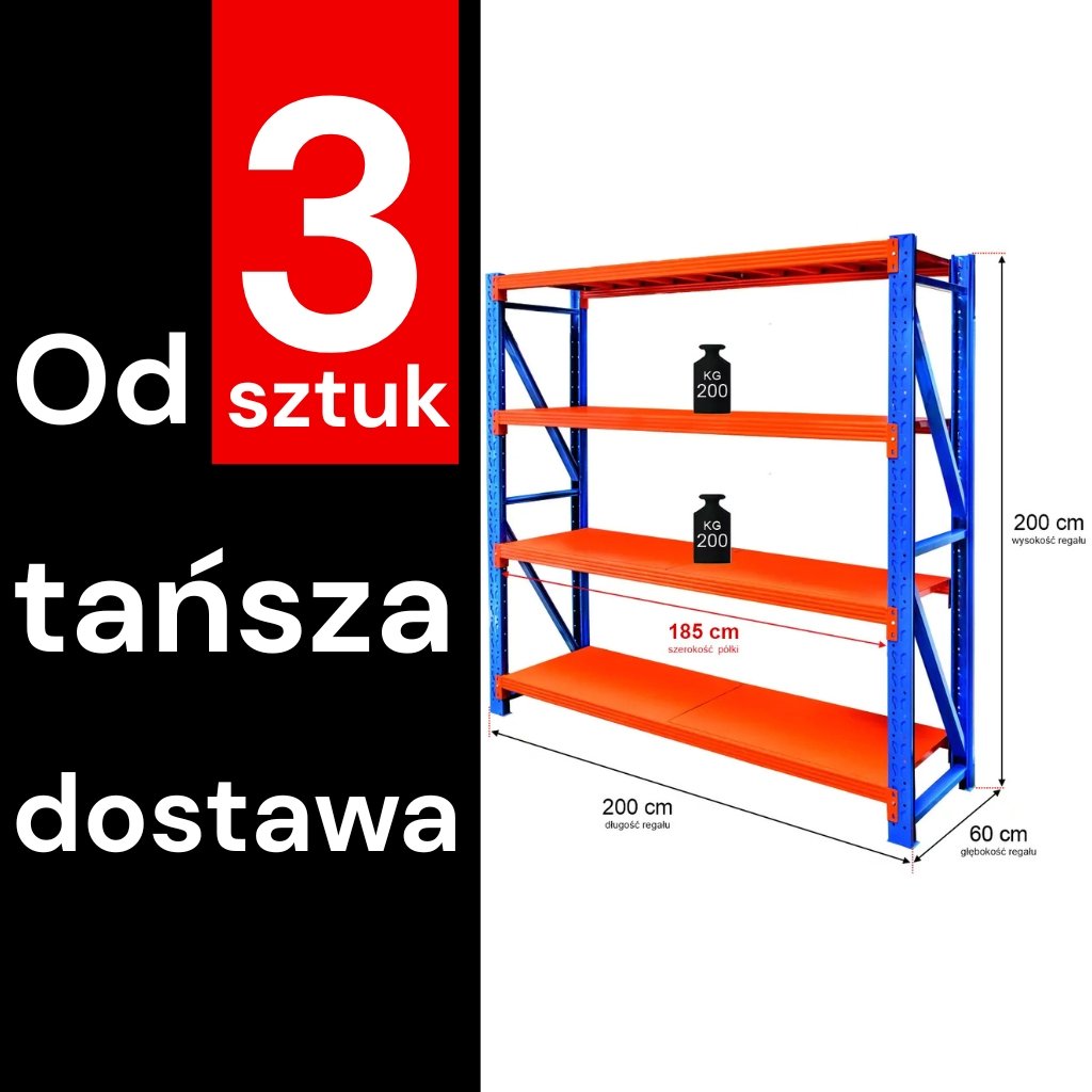 Mega-M Fortis Light 200x200x60 scaffale 4 ripiani 200 kg