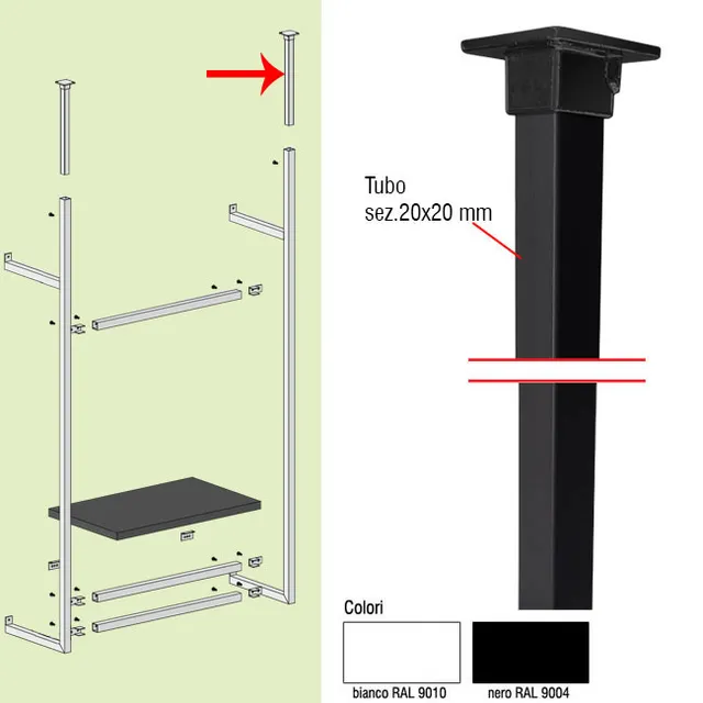 Agosistem Up&Down Piedino Telescopico 30 cm da Soffitto