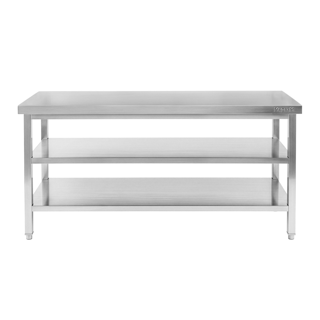 X Standard tavolo inox centrale 2 ripiani 180x70x85 cm
