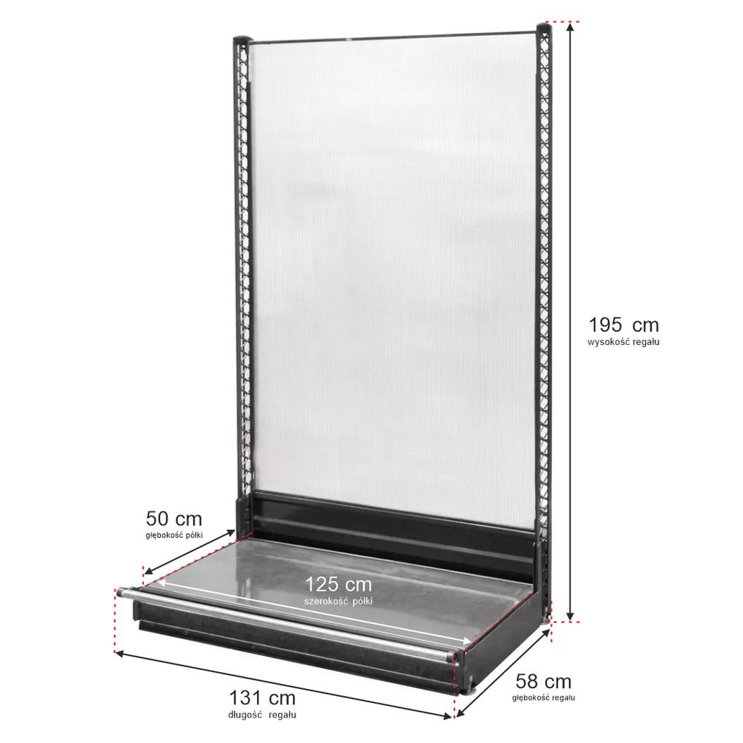 WANZL scaffale negozio a parete H 195 L 131 cm base policarbonato