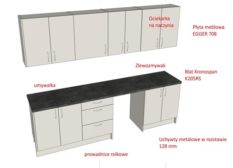 Mega-M L-287 G-60 H-91 cucina componibile grigia