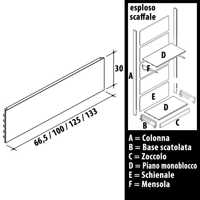 Agosistem Schienale liscio scaffale supermarket bianco
