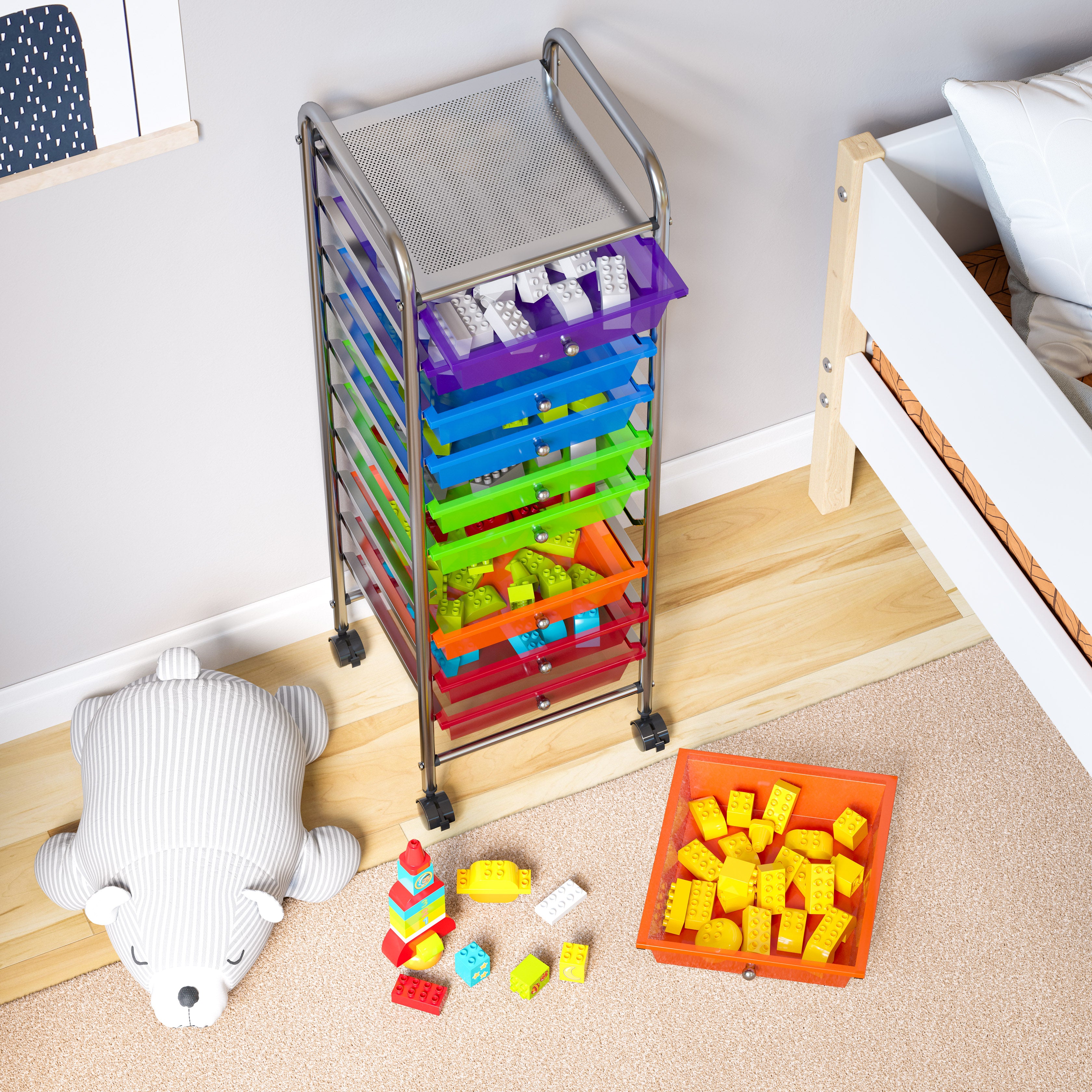 Seville Classics carrello cassettiera 10 cassetti multicolore