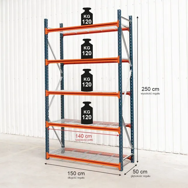 Mecalux M7 scaffale magazzino 250x150x50 cm 5 ripiani