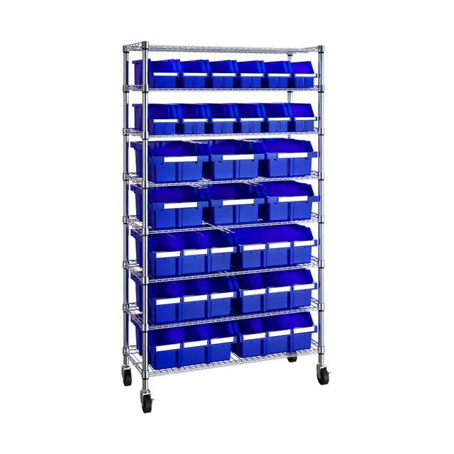 Seville Classics scaffale 24 box blu 8 ripiani 91x36 cm