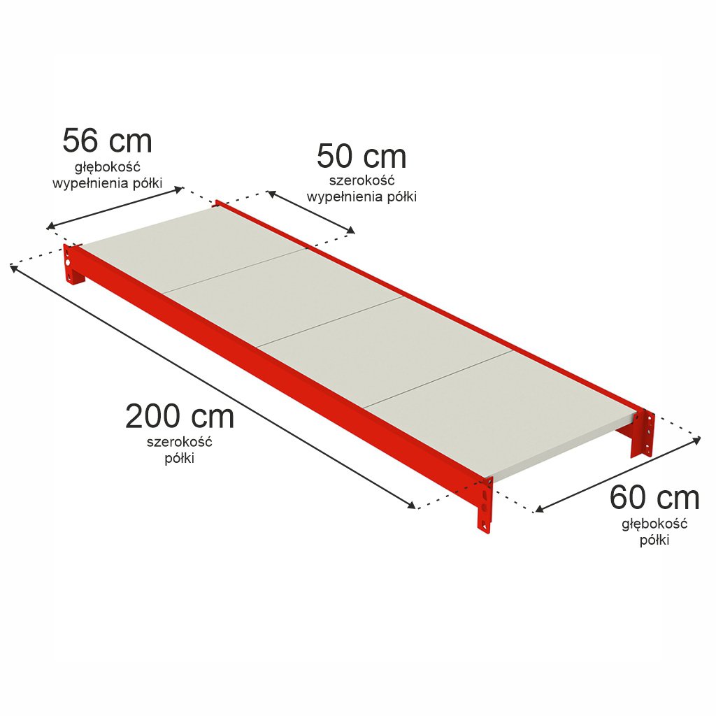 Mega-M Fortis ripiano scaffale 200x60 cm portata 350 kg