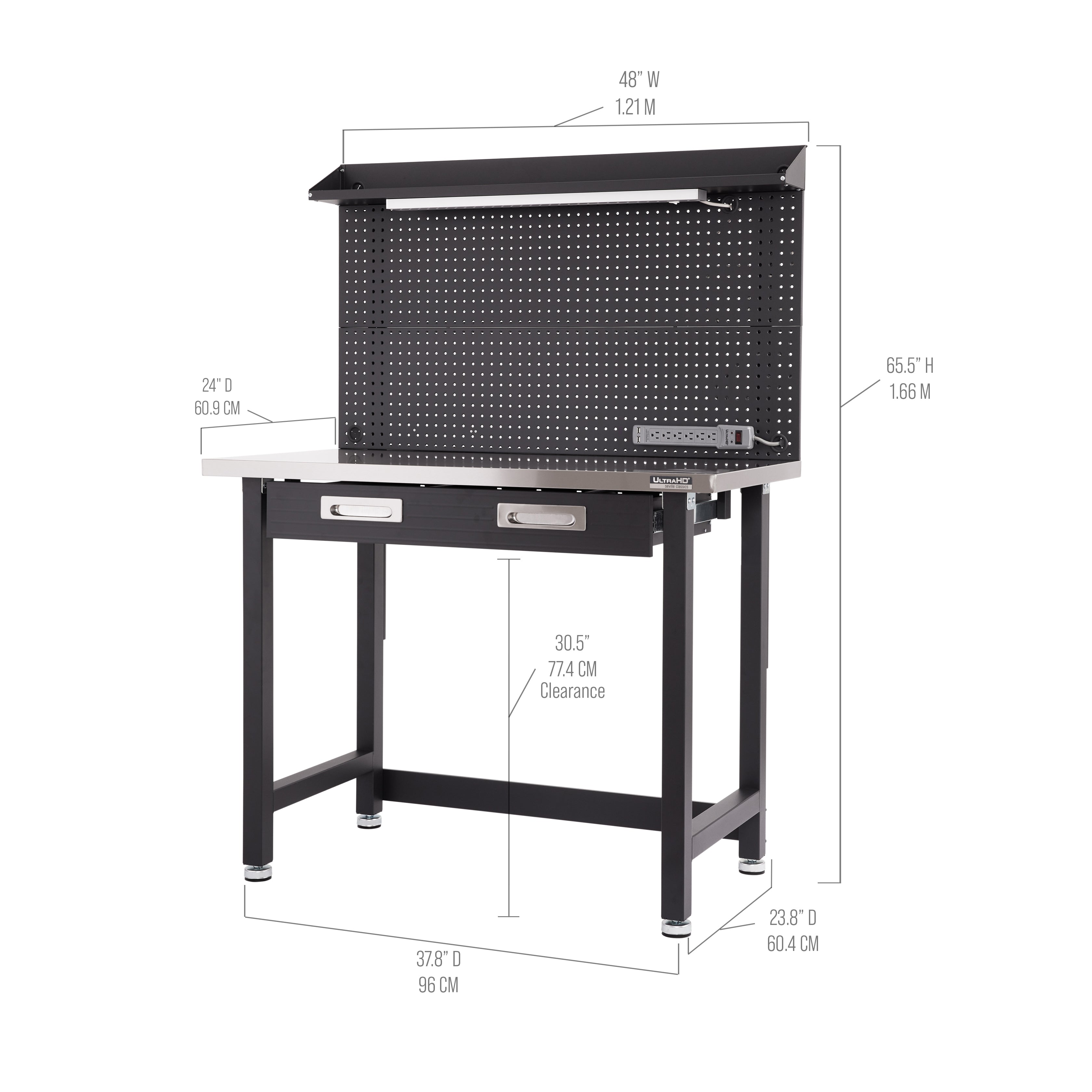 Seville Classics UltraHD UHD20276 banco lavoro grafite con luce
