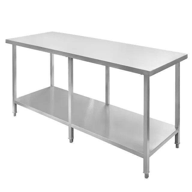 Mega-M tavolo inox centrale con ripiano 180x80x85 cm 6 gambe