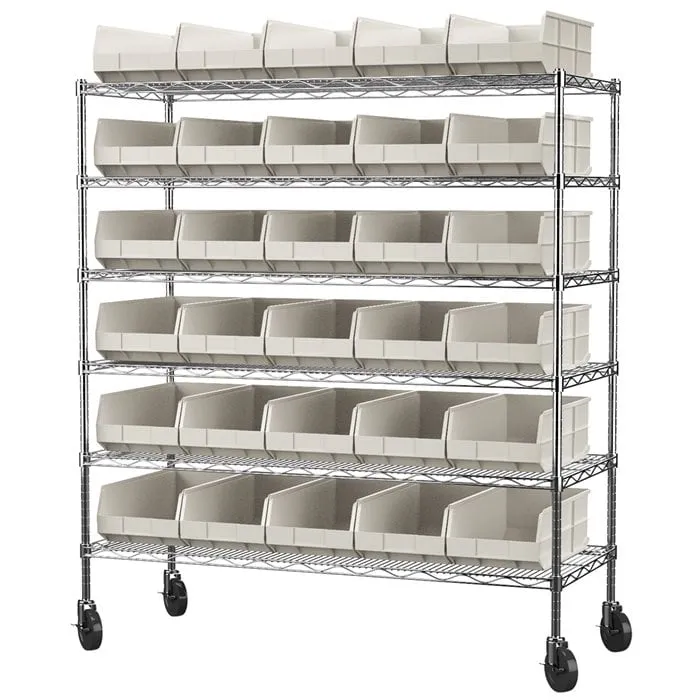 Akro-Mils AWS2460M30358 scaffalatura mobile 6 ripiani 30 bin