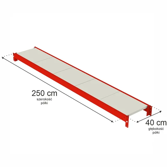 Mega-M Fortis ripiano scaffale metallo 250x40 cm 250 kg