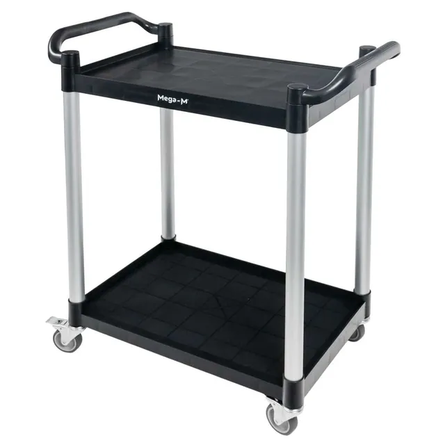 Mega-M carrello servizio nero 80x40x95 cm 2 ripiani plastica