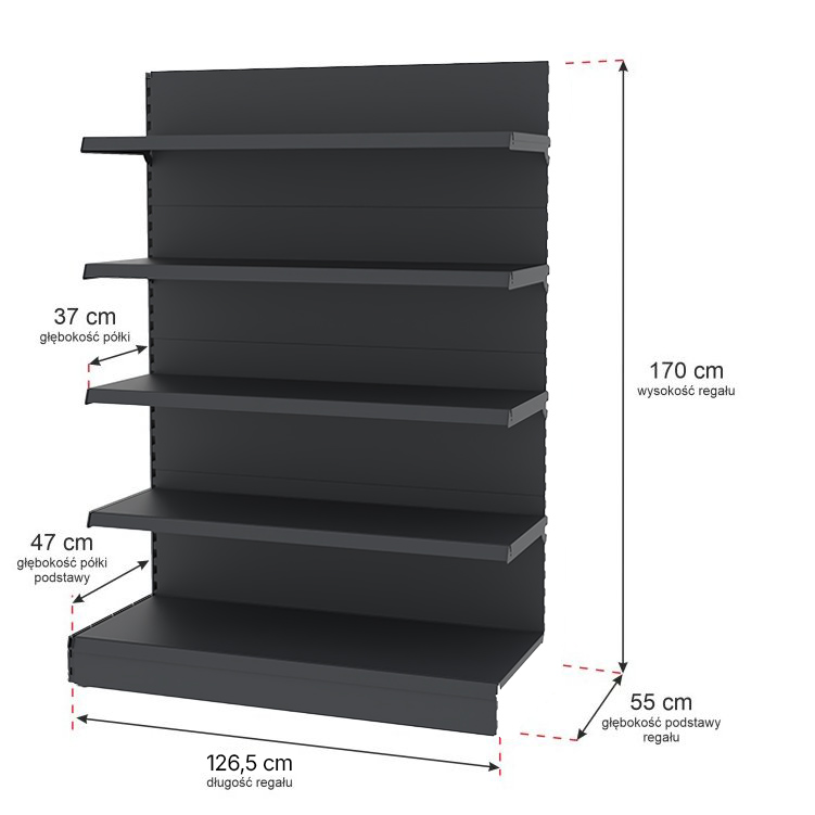 Mega-M Merkury II scaffale negozio aggiuntivo 170 cm grafite