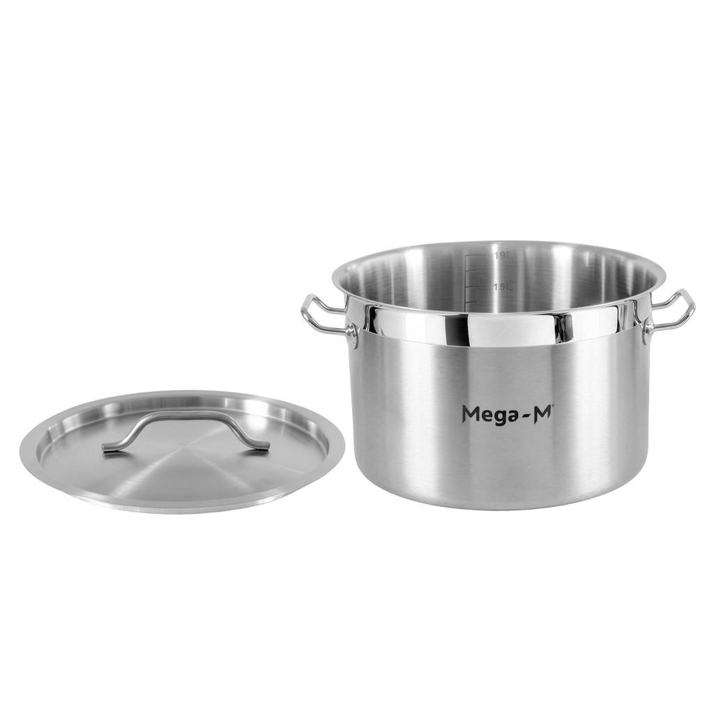 Mega-M Pro 23L pentola bassa inox 35x22 con coperchio induzione