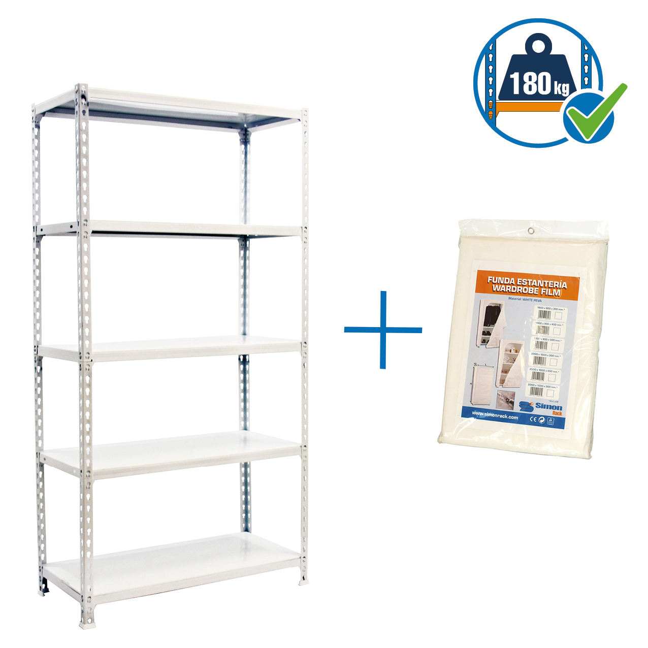 Simonrack SimonClick 5 scaffale 5 ripiani con copertura 180 kg