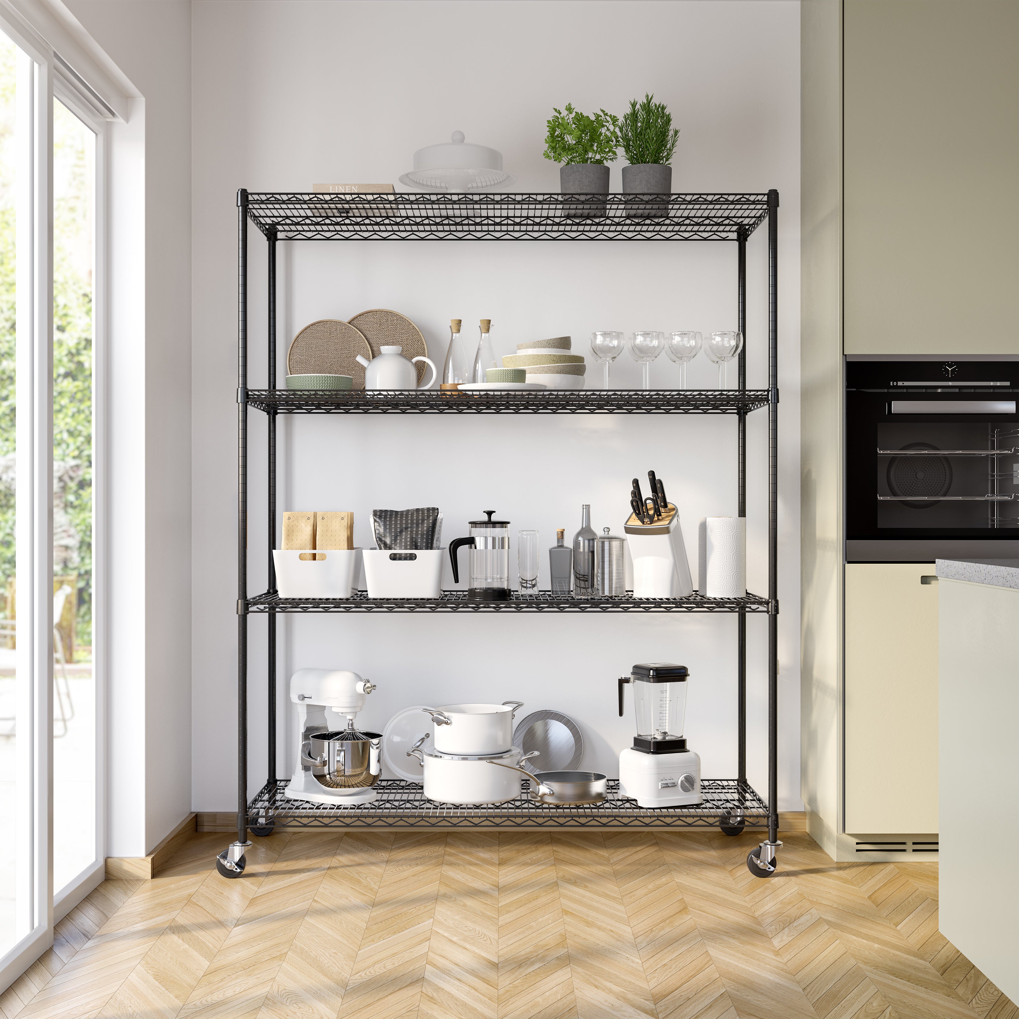 Seville Classics UltraDurable SHE24601 scaffale nero 4 ripiani