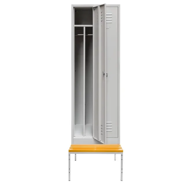 Mega-M Armadietto Spogliatoio 60 cm Grigio 2 Ante Panca