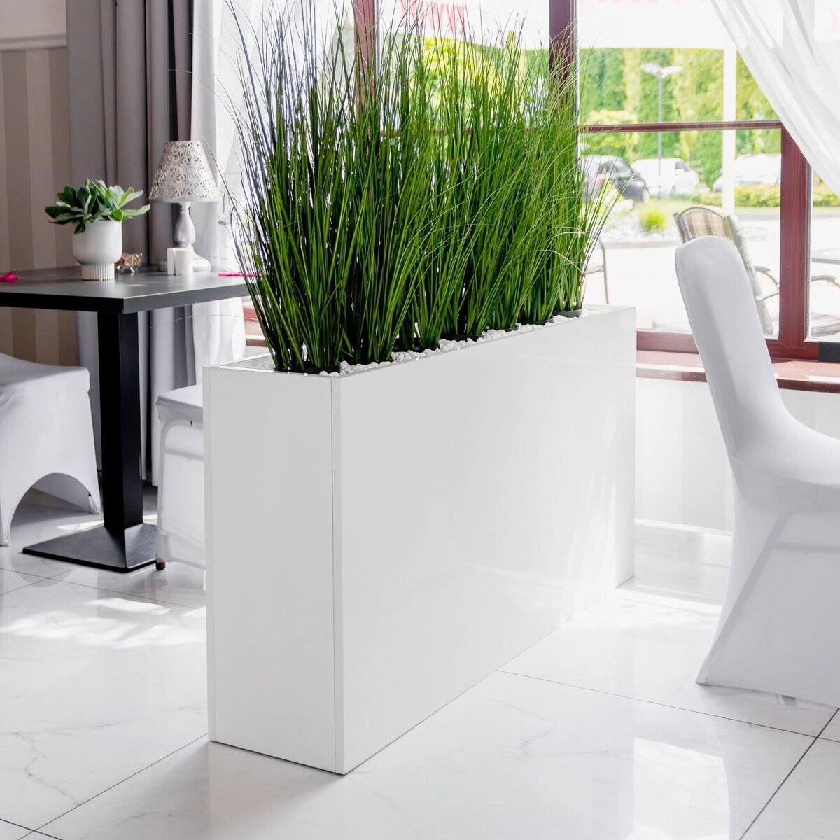 Mega-M 135 cm fioriera interno con ruote bianco lucido