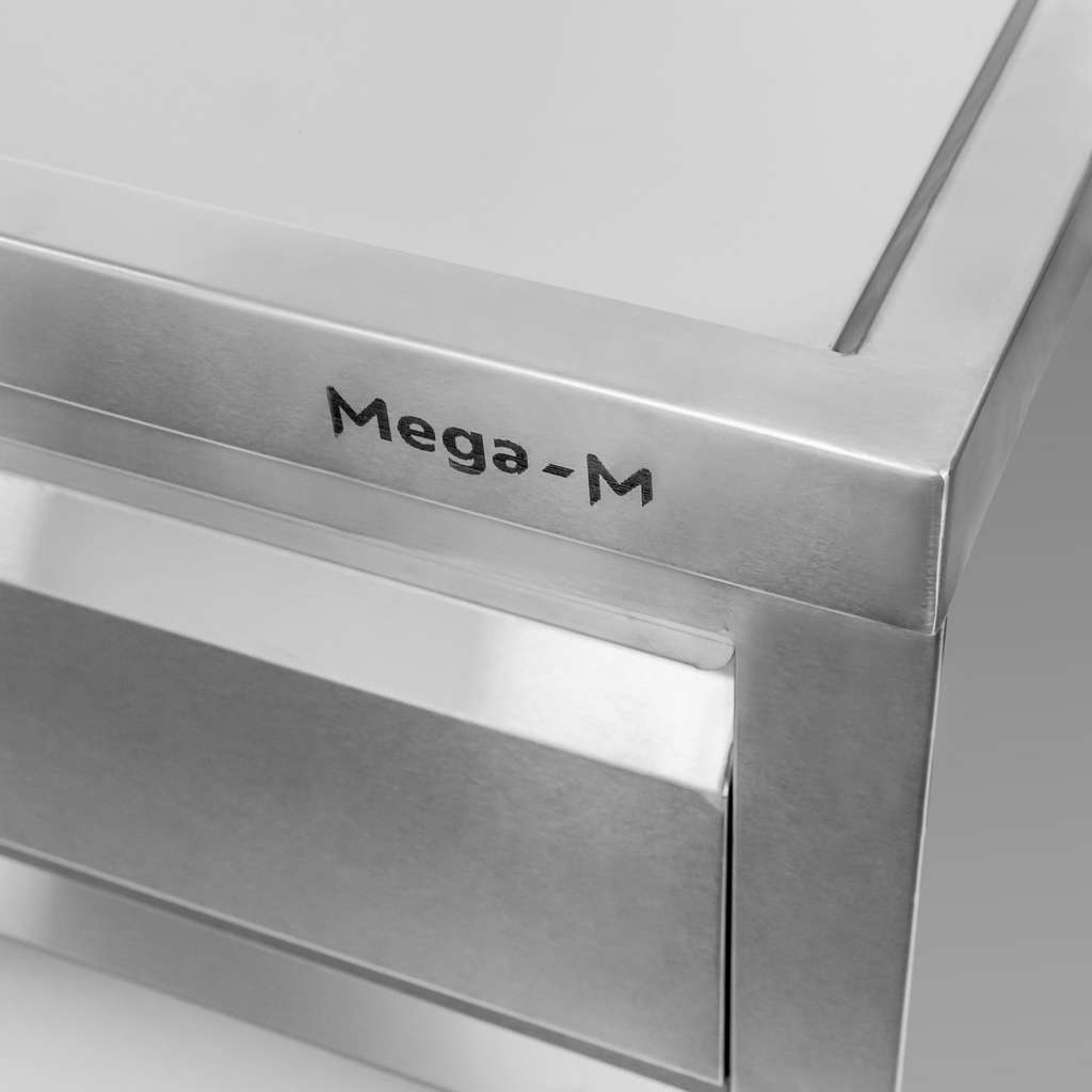 Mega-M tavolo inox mobile 60x60x85 cm 3 cassetti ruote