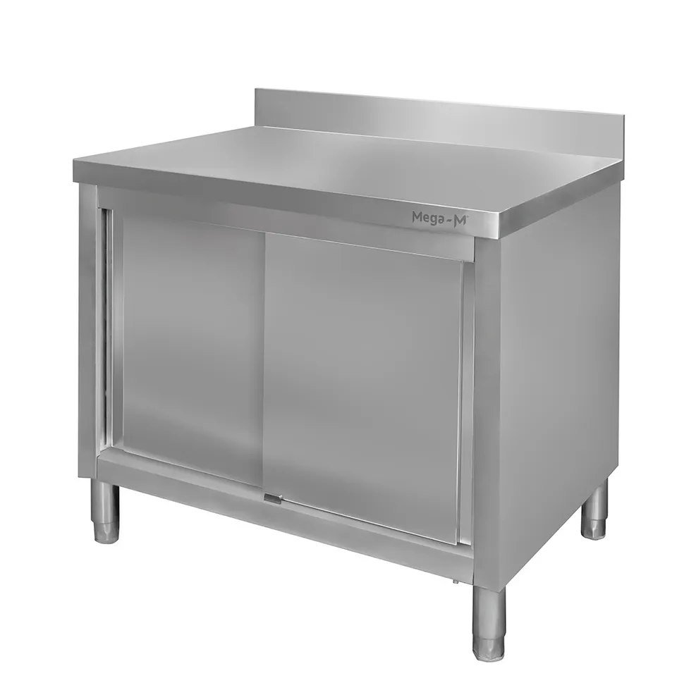 Mega-M Tavolo Armadiato a Parete Inox 100x70x85 cm Ante
