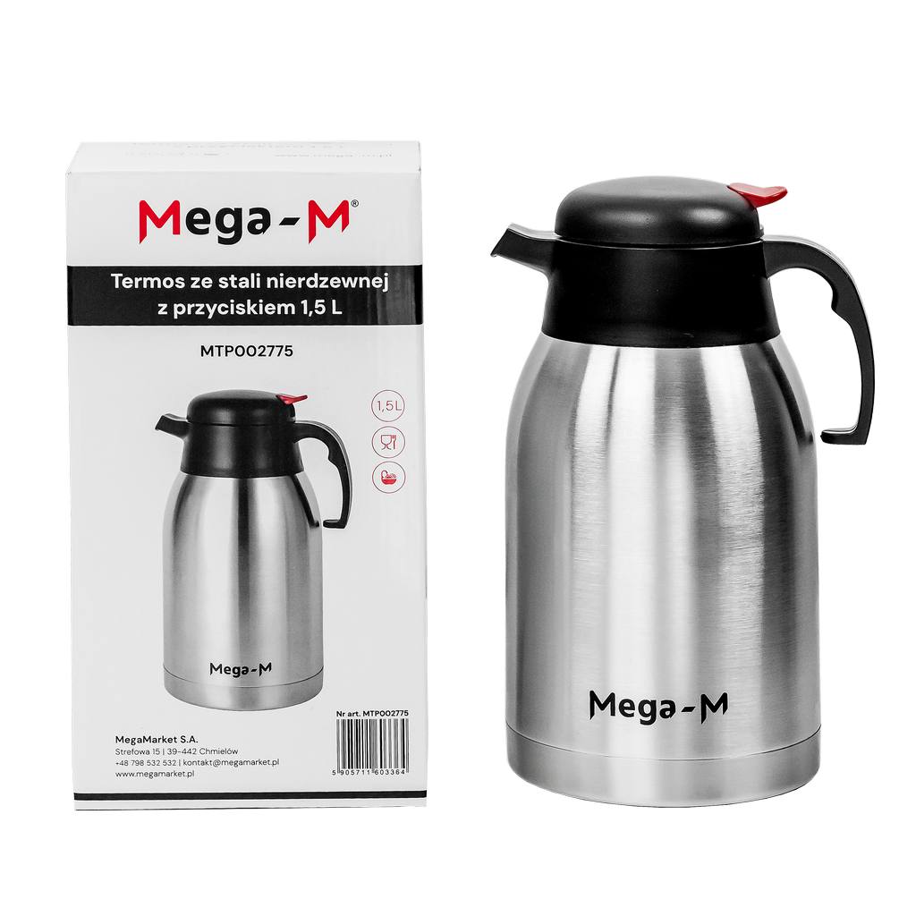 Mega-M thermos conferenza 1,5 L inox con pulsante