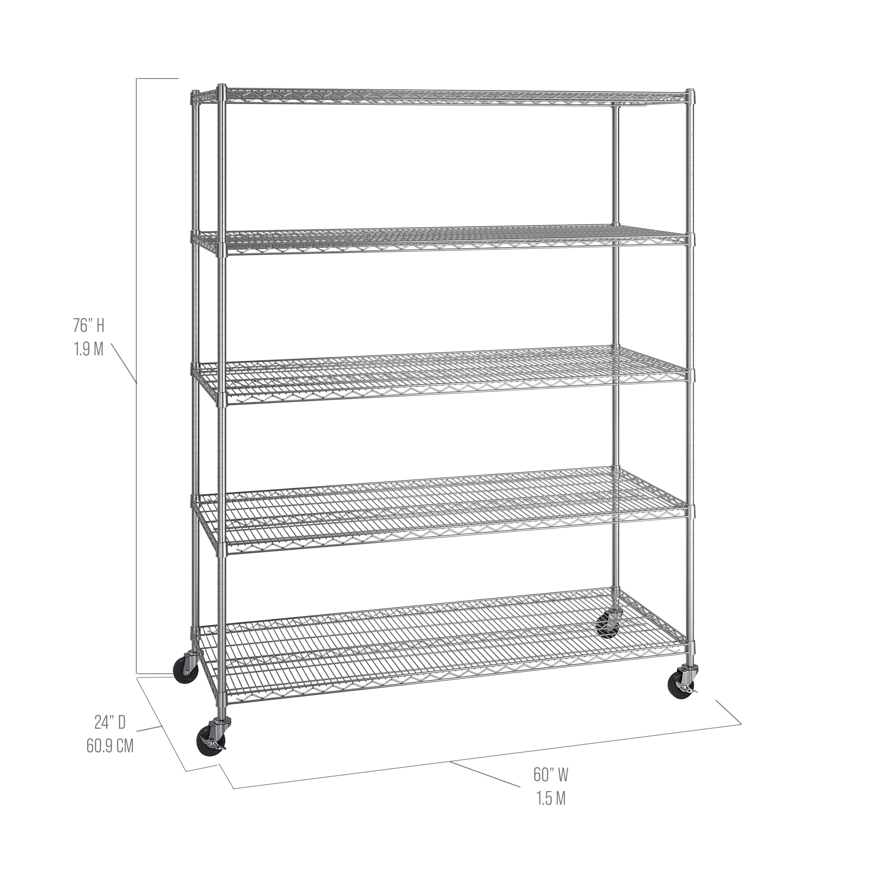 Seville Classics UltraDurable 24600 scaffale filo 5 ripiani 152x61 cm