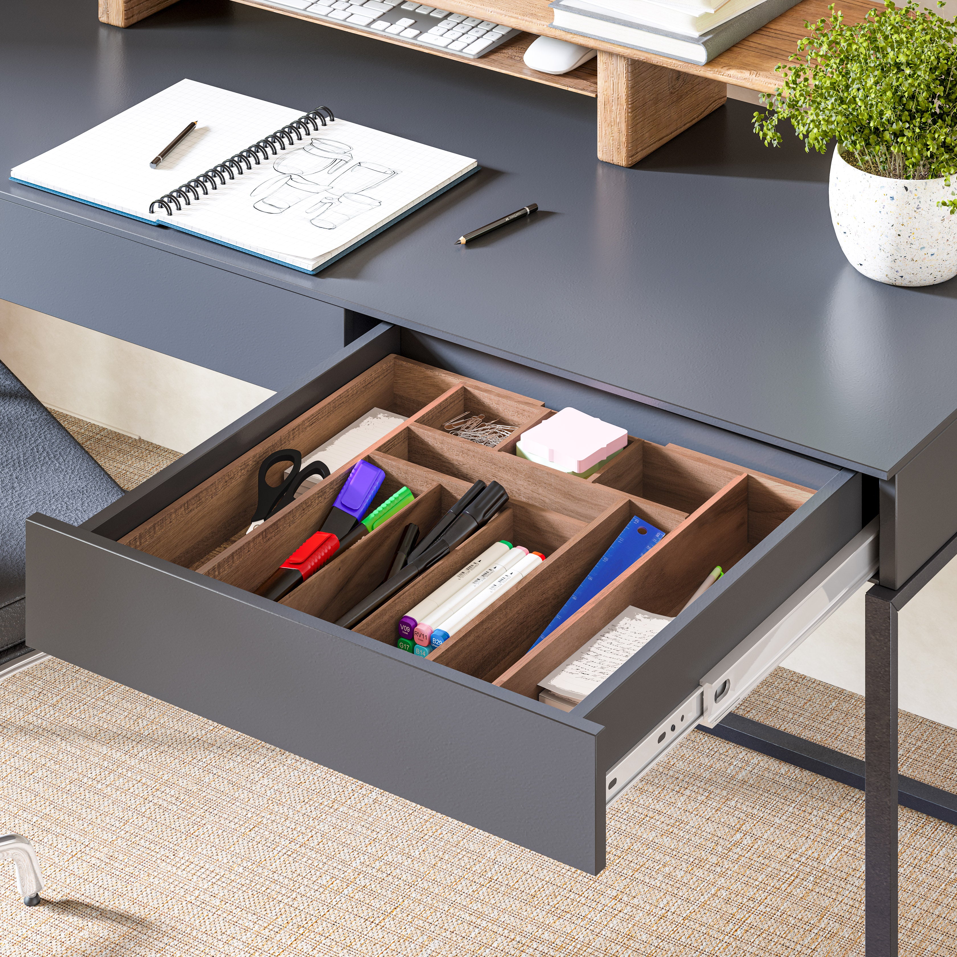 Seville Classics Organizer Cassetti Acacia 4 Pezzi Espandibile