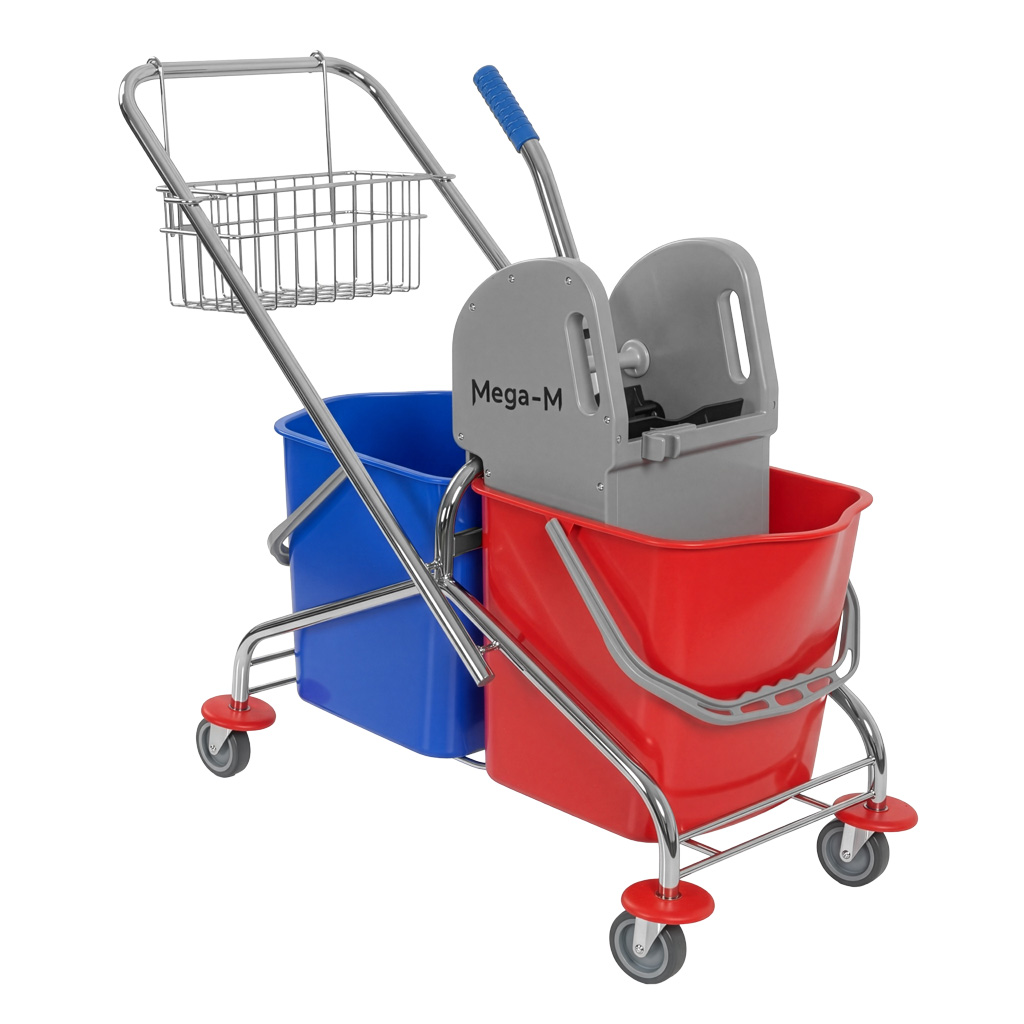 Mega-M Carrello Pulizie 2x23L con Strizzatore e Cestello