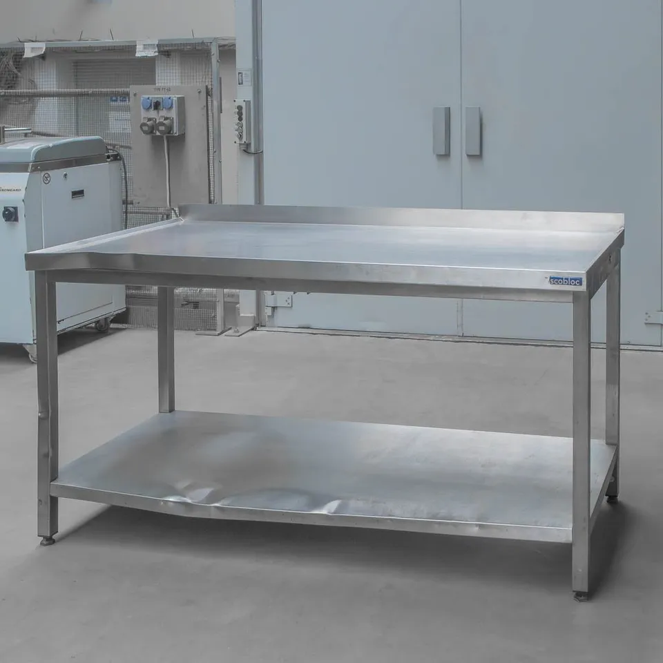 Ascobloc 160x80x85 Tavolo Inox con Ripiano Acciaio