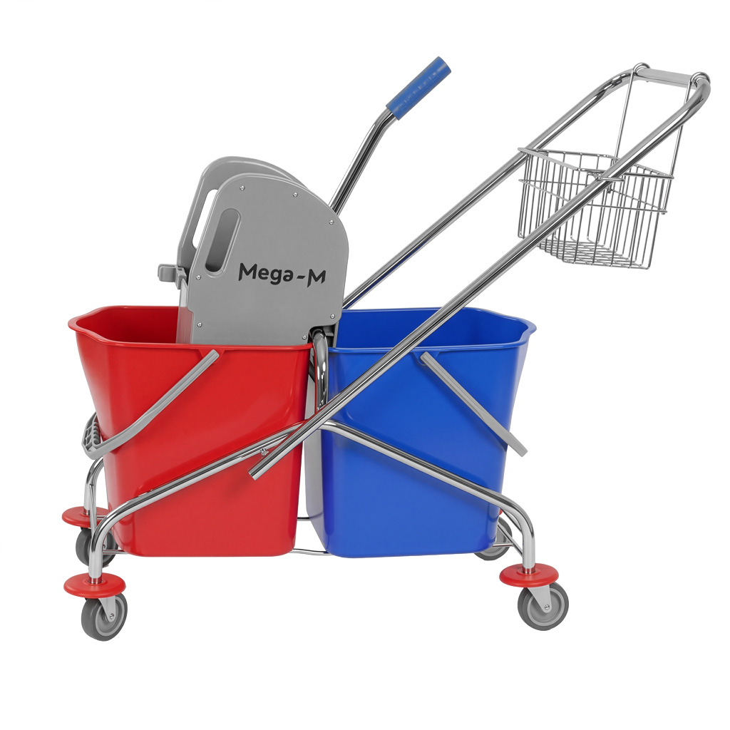 Mega-M Carrello Pulizie 2x23L con Strizzatore e Cestello