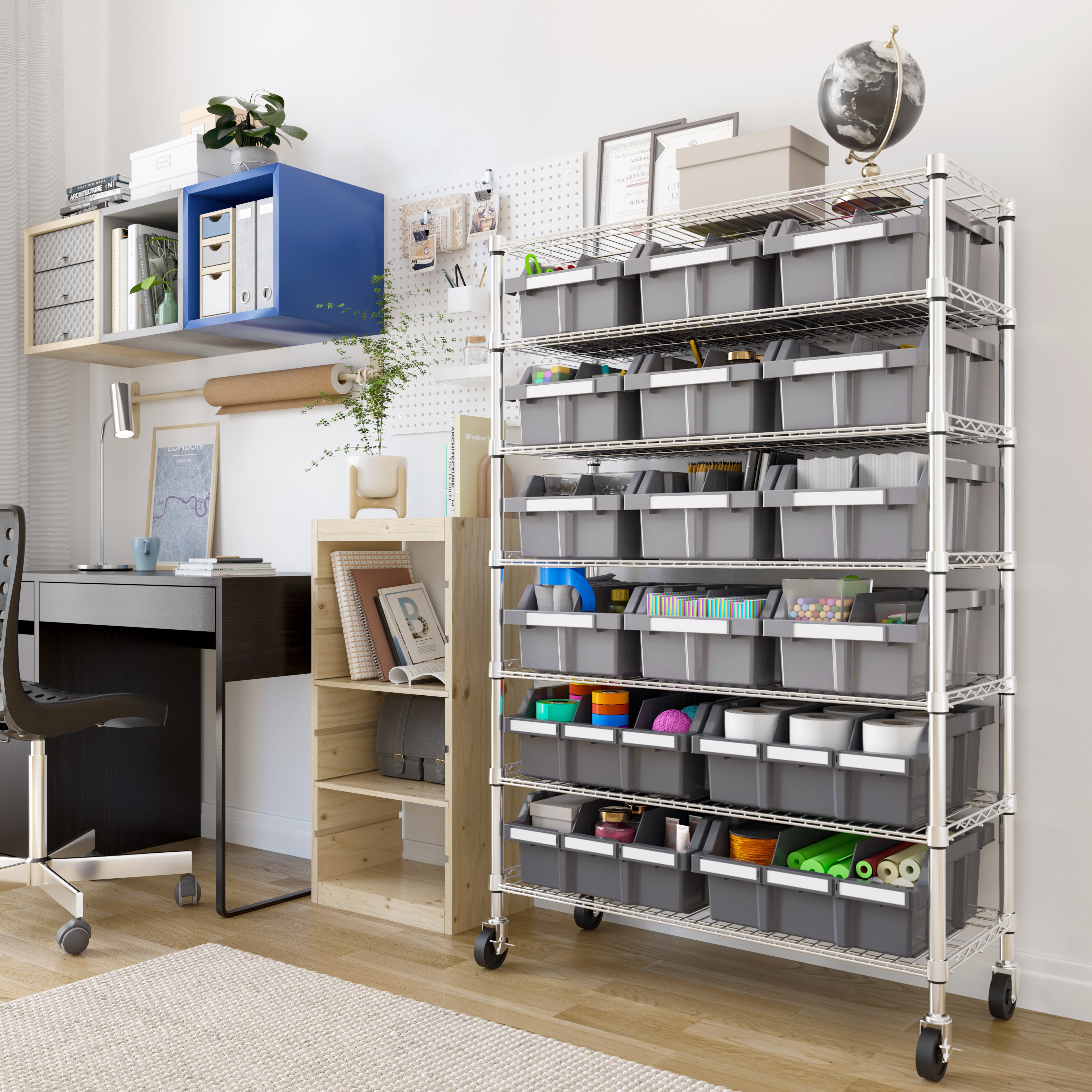 Seville Classics scaffale portabox 16 contenitori 91x36 cm NSF