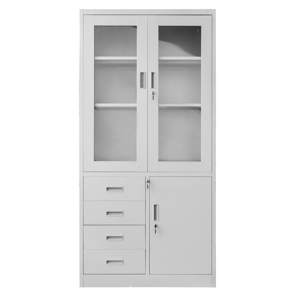 Mega-M Wenus armadio ufficio metallo vetro 90x40x185 grigio