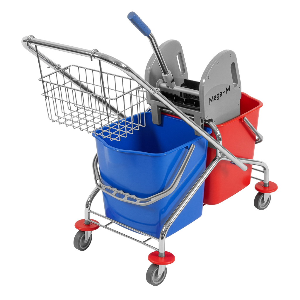 Mega-M Carrello Pulizie 2x23L con Strizzatore e Cestello