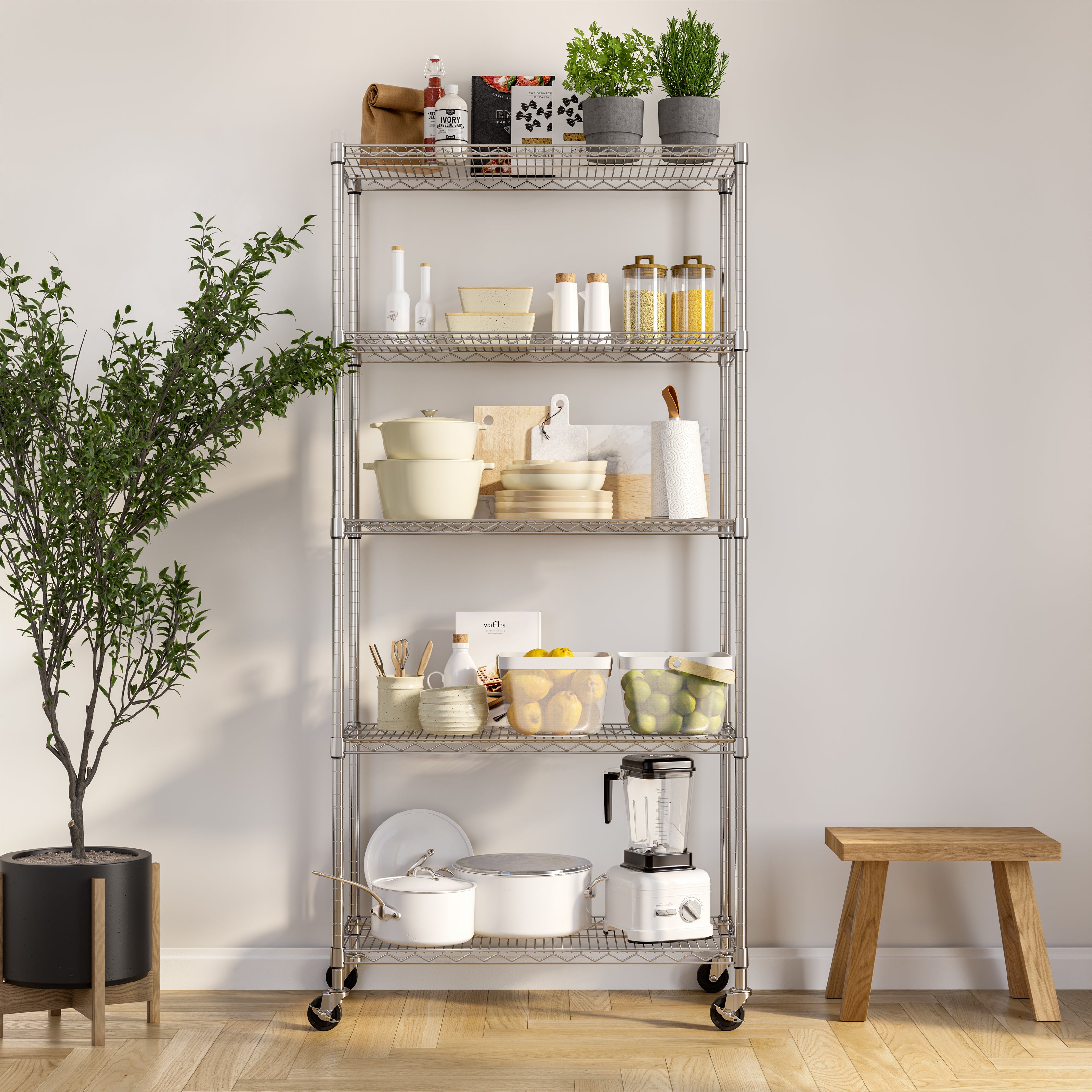 Seville Classics Scaffale Acciaio 5 Ripiani 91x36x192cm NSF