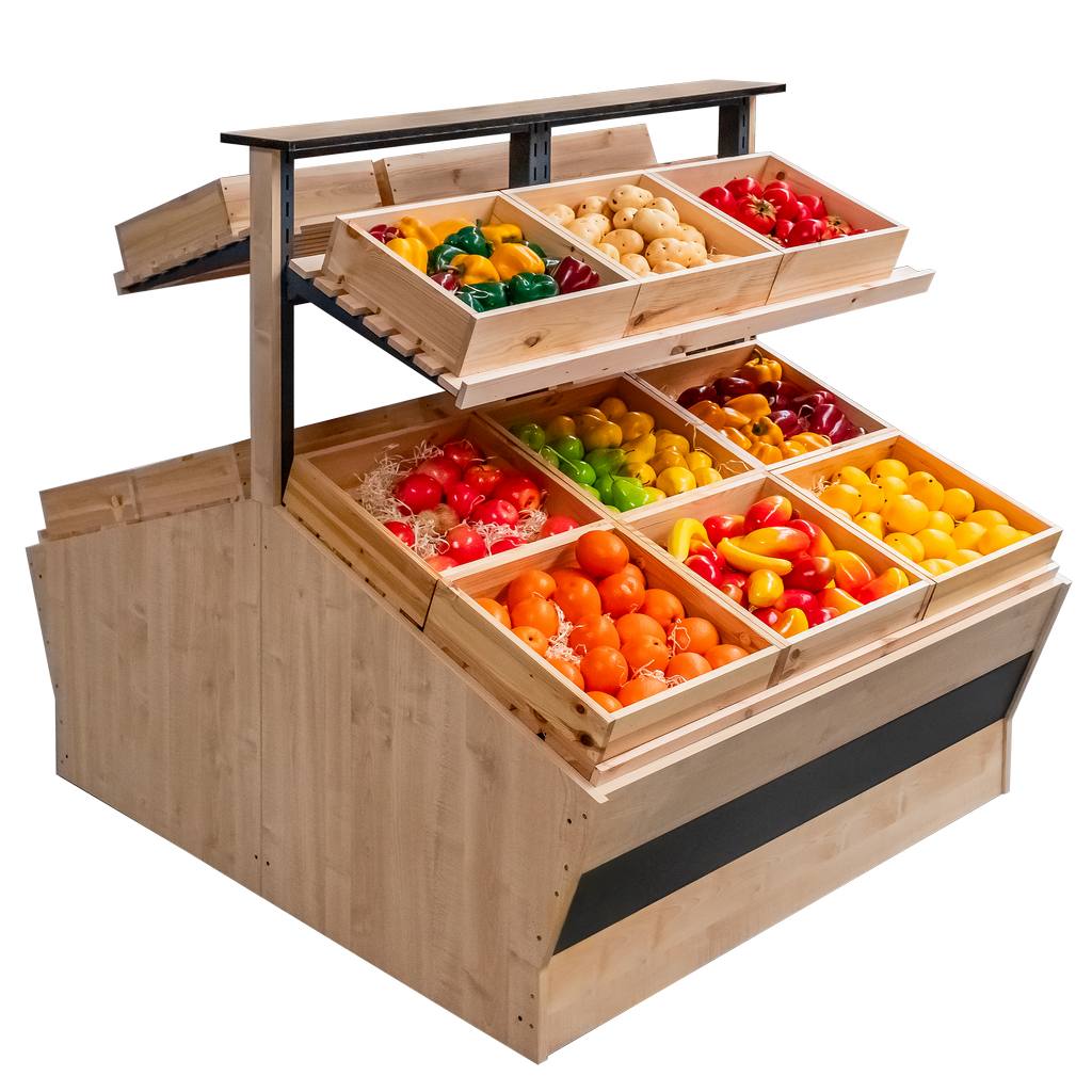 Mega-M Isola ortofrutta bifacciale 126 cm acero