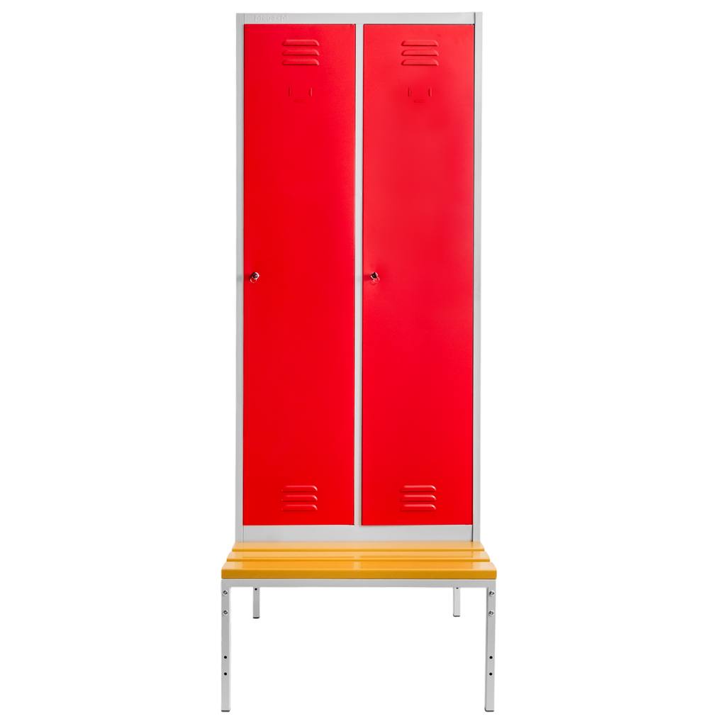 Mega-M S-80 armadietto spogliatoio 80 cm grigio rosso con panca