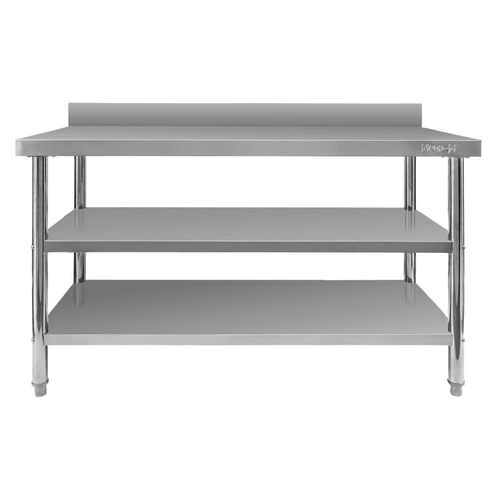 Mega-M X Standard tavolo inox a parete 140x70x85 cm 2 ripiani