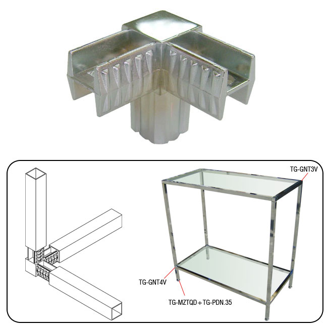 Agosistem Giunto in Zama per Tubi Quadri 20x20 mm