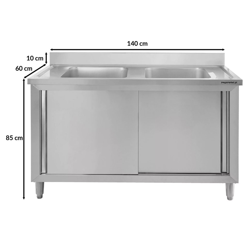 Mega-M 100x70x85 lavello gastronomico doppia vasca con armadio