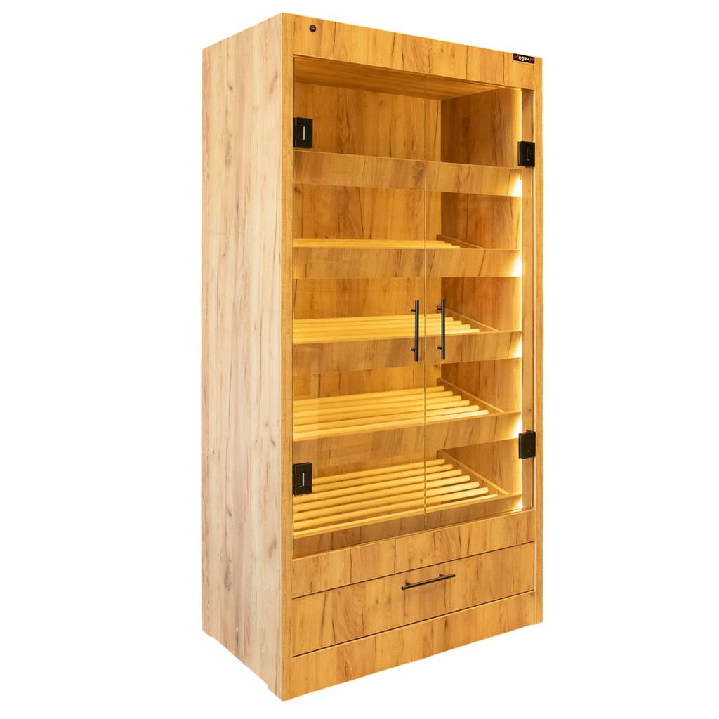 Mega-M 205x100x58 espositore pane vetro rovere kraft